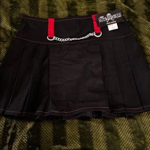 Royal Bones By Tripp Size XL Black & Red Chain Pleated Skirt